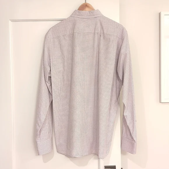 J.Crew men's dress shirt, size large, pink-white-blue checkered pattern - Picture 3 of 3